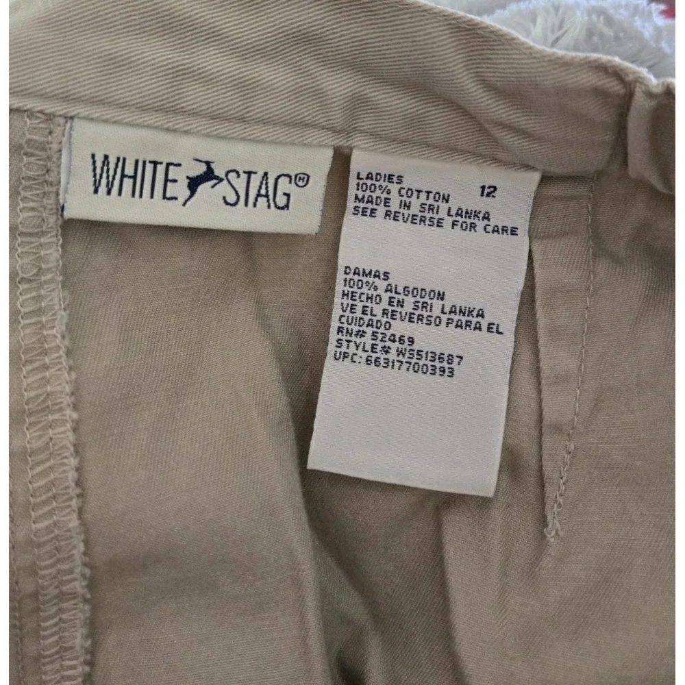 White Stag Women Size 12 Khaki Skort Embroidered 100% Cotton‎ Y2K